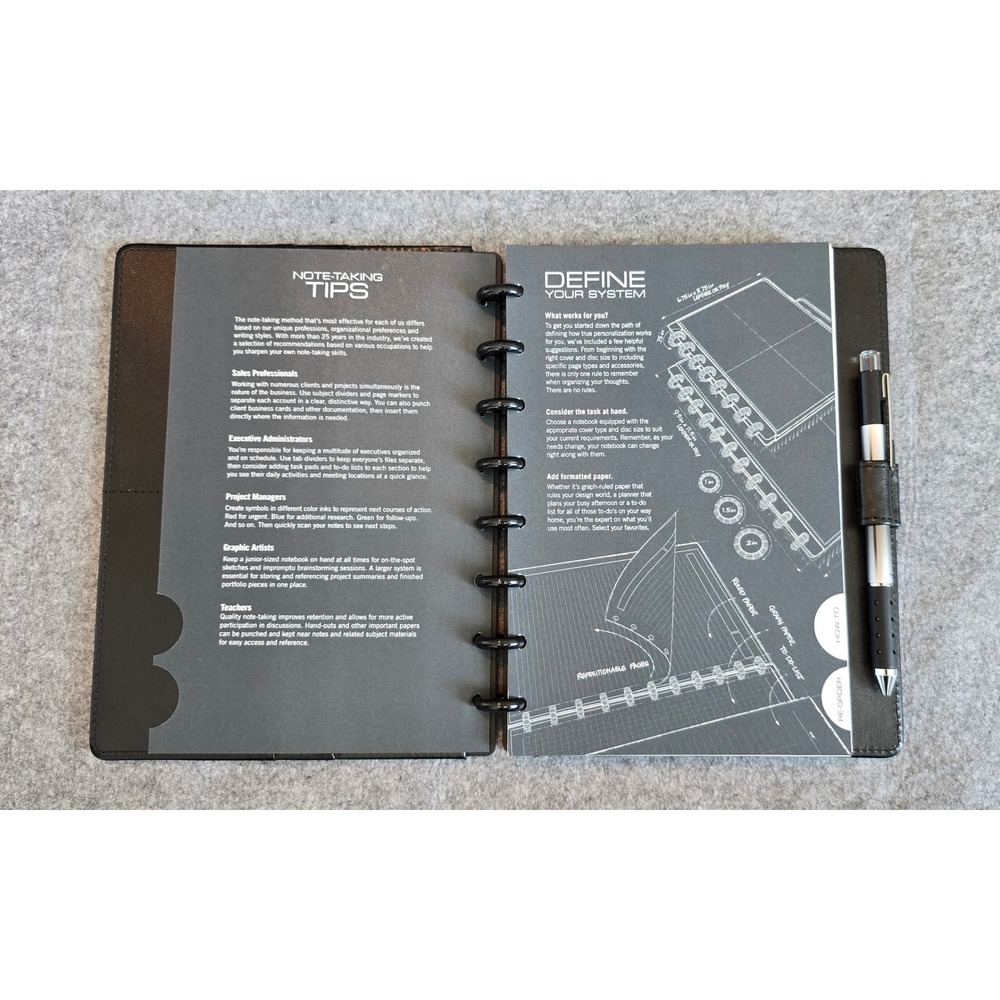TUL Discbound Notebook A5 With Leather Cover Junior Size, 60 Sheets, Black NWOT - Picture 8 of 10